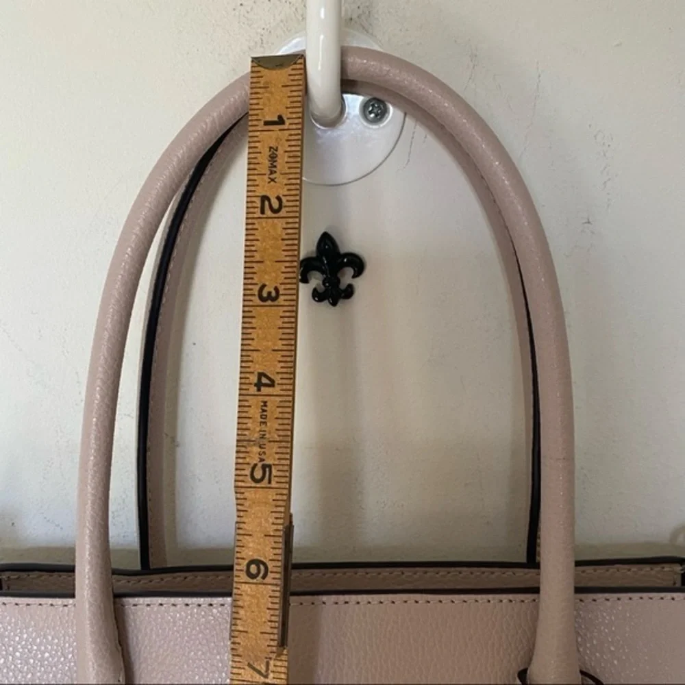 Kate Spade Cream Tan Leather Medium Top Zip Structured Tote Satchel Bag